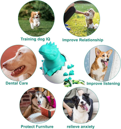 Dog Chew Toys, Durable Natural Rubber Dog Toys for Aggressive Chewers,Dinosaur Eggs Tough Dental Toys for Training and Teeth Cleaning, Fun to Fetch and Chase, Interactive Small/Medium Dog Toy