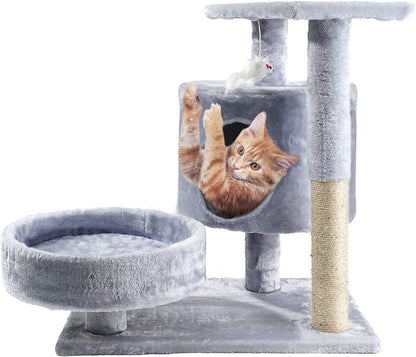 Cat Tree - Cat Tower with Cat Scratching Posts - Cat Condo with Padded Perch, Cat Activity Center for Cats, Cat Climbing Stand with Jump Platform & Toys for Small Kittens Adult Cats