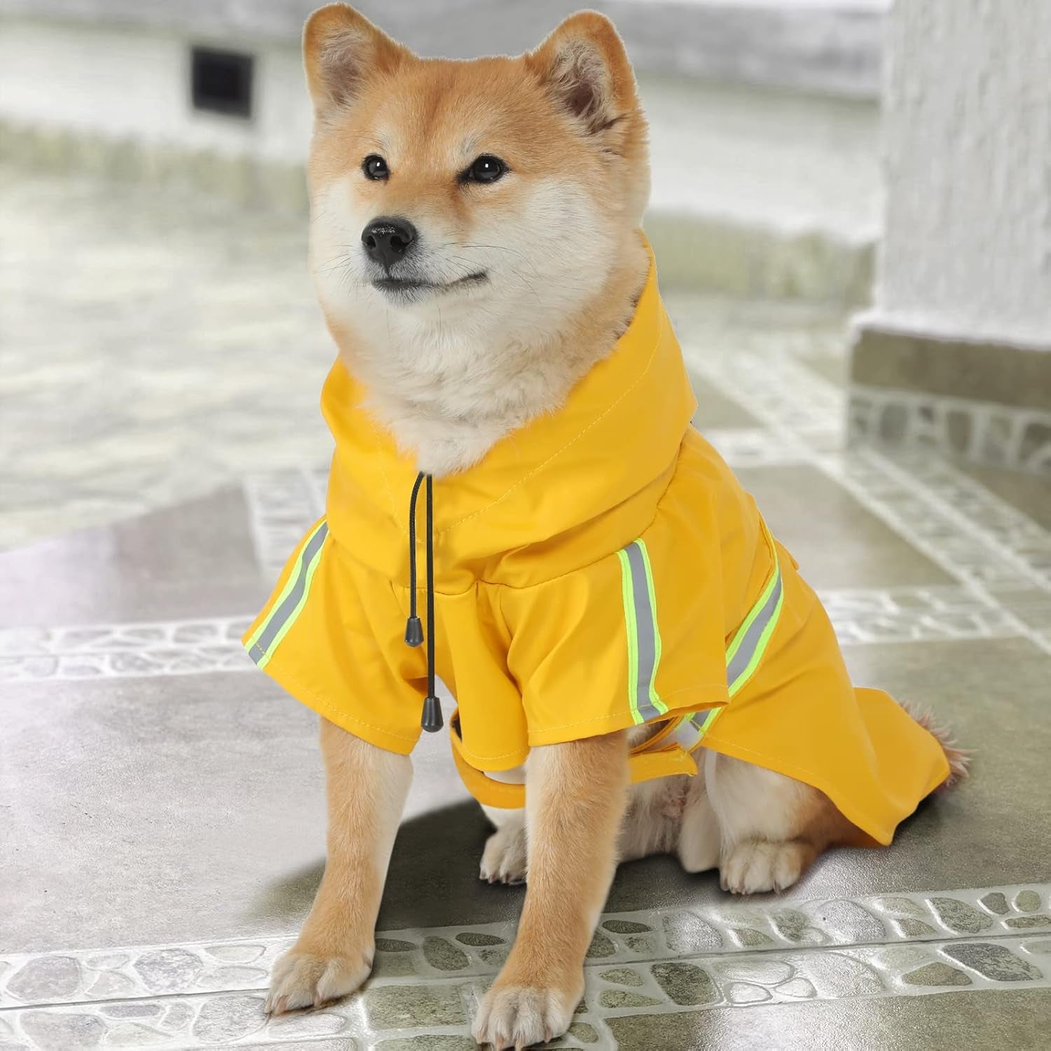 Dog Raincoat Hooded Small Medium and Large,Variety of Colors Available,Dog Rain Jacket Coat,Breathable Lightweight Waterproof Slicker,Reflective Strip Rain Poncho Adjustable Drawstring Dog Raincoats