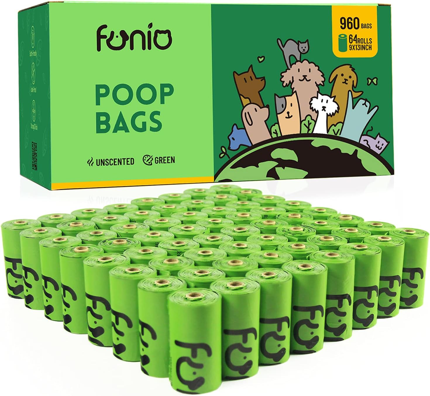 960 Count Scent Free Dog Poop Bags, Extra Thick and Leak Proof, Recyclable Packaging, Easy to Open and Dispose