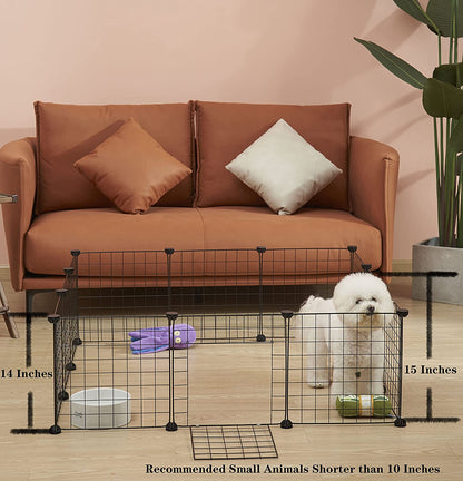 Guinea Pig Cages Small Animal Playpen, Small Animal Cage for Indoor Outdoor Use, Portable Metal Wire Yard Fence for Guinea Pigs, Bunny, Turtle, Hamster, 12 Panels (14X14)