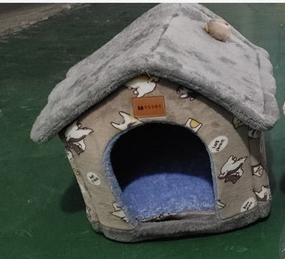 Foldable Dog House Pet Cat Bed Winter Dog Villa Sleep Kennel Removable Nest Warm Enclosed Cave Sofa Pets Supplies