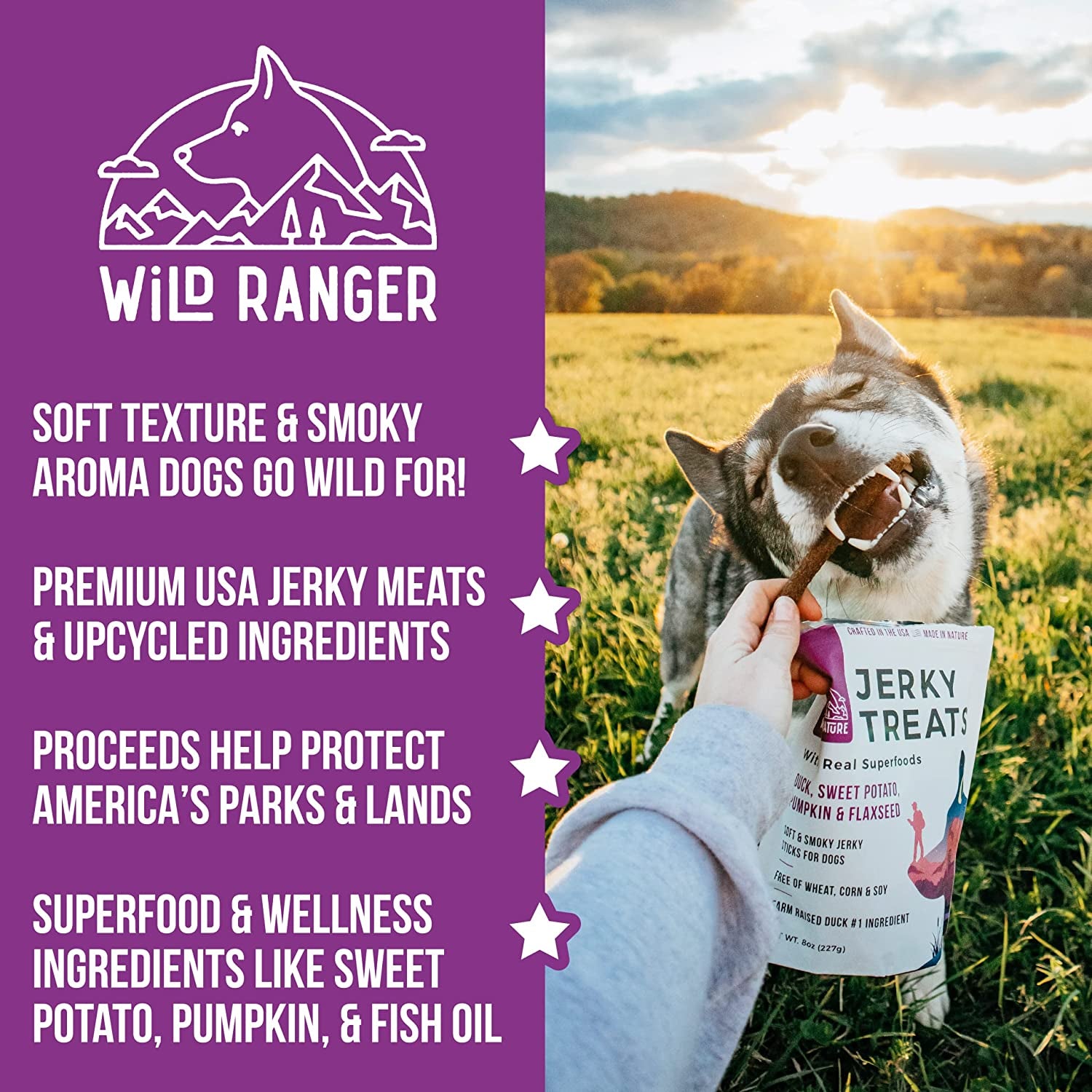 Duck Jerky Dog Treats | Healthy, All-Natural Duck Jerky Sticks Made in the USA Only | High Protein, Soft Chew Dog Jerky Treats | Grain Free Superfoods | Perfect Duck Dog Training Treats