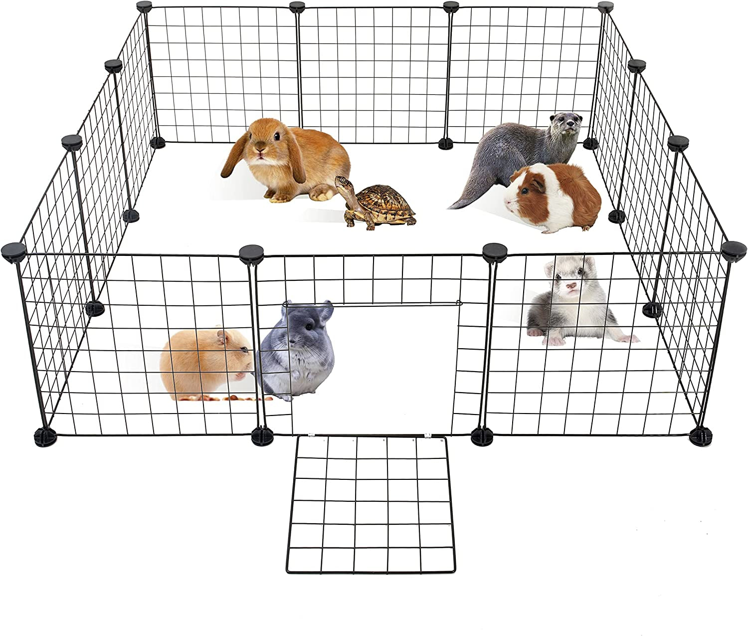 Guinea Pig Cages Small Animal Playpen, Small Animal Cage for Indoor Outdoor Use, Portable Metal Wire Yard Fence for Guinea Pigs, Bunny, Turtle, Hamster, 12 Panels (14X14)