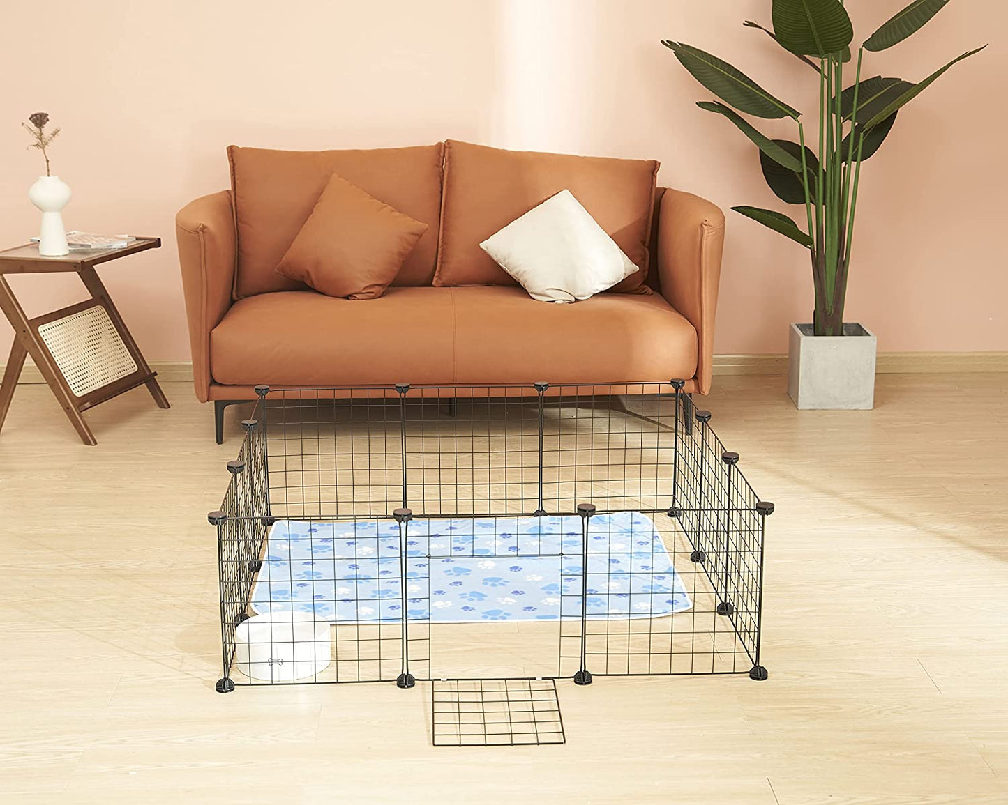 Guinea Pig Cages Small Animal Playpen, Small Animal Cage for Indoor Outdoor Use, Portable Metal Wire Yard Fence for Guinea Pigs, Bunny, Turtle, Hamster, 12 Panels (14X14)