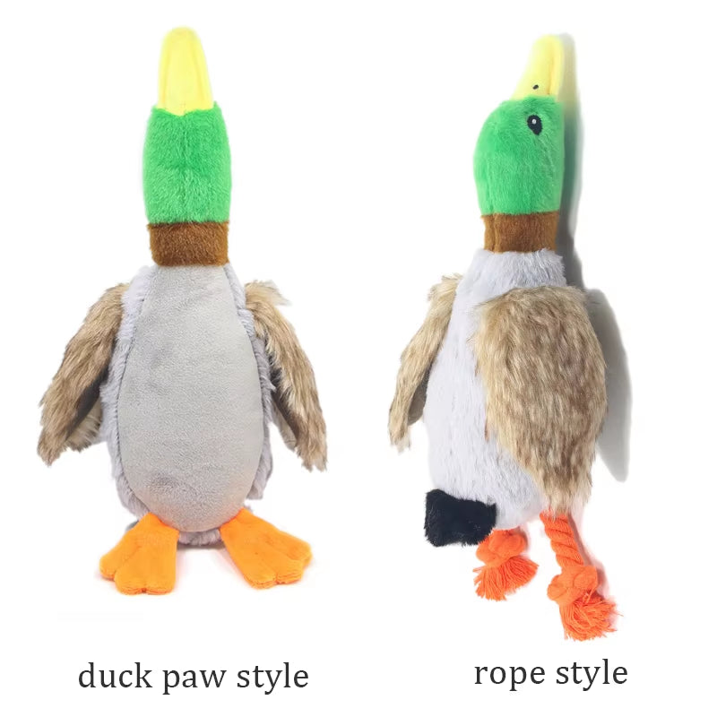 Cute Plush Duck Sound Pet Toy Animal Squeak Dog Toy Cleaning Tooth Dog Chew Rope Chew Toys for Small Medium Dogs Interactive Toy