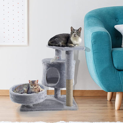 Cat Tree - Cat Tower with Cat Scratching Posts - Cat Condo with Padded Perch, Cat Activity Center for Cats, Cat Climbing Stand with Jump Platform & Toys for Small Kittens Adult Cats