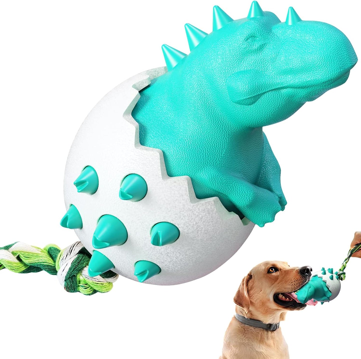 Dog Chew Toys, Durable Natural Rubber Dog Toys for Aggressive Chewers,Dinosaur Eggs Tough Dental Toys for Training and Teeth Cleaning, Fun to Fetch and Chase, Interactive Small/Medium Dog Toy