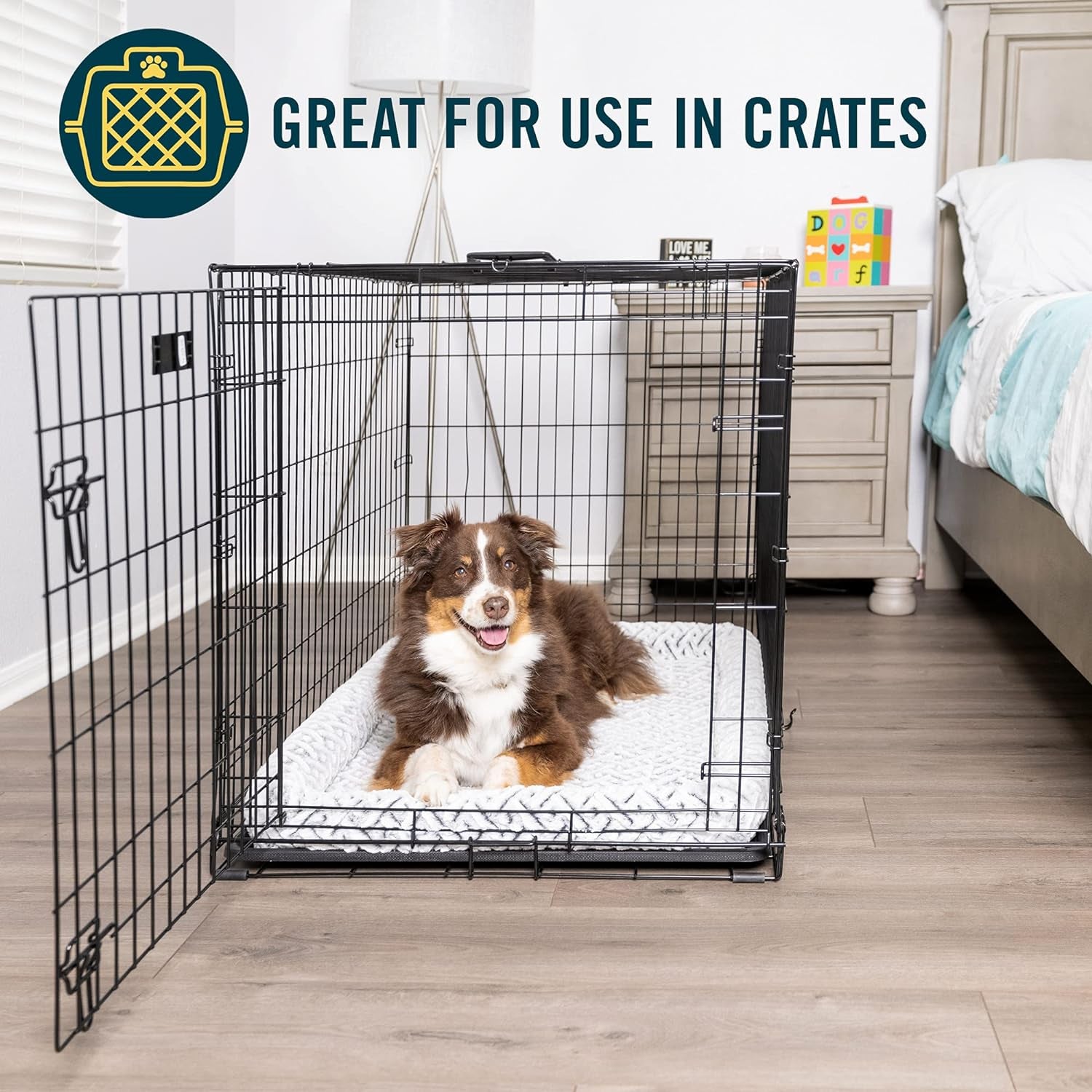 Bolster Mat Dog Bed & Crate Mat (Plush & Versatile Washable Dog Bed Perfect Dog Crate Mat and Calming Dog Bed) Small Dog Bed Size Measures 18" X 24"