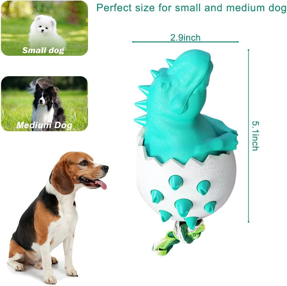 Dog Chew Toys, Durable Natural Rubber Dog Toys for Aggressive Chewers,Dinosaur Eggs Tough Dental Toys for Training and Teeth Cleaning, Fun to Fetch and Chase, Interactive Small/Medium Dog Toy