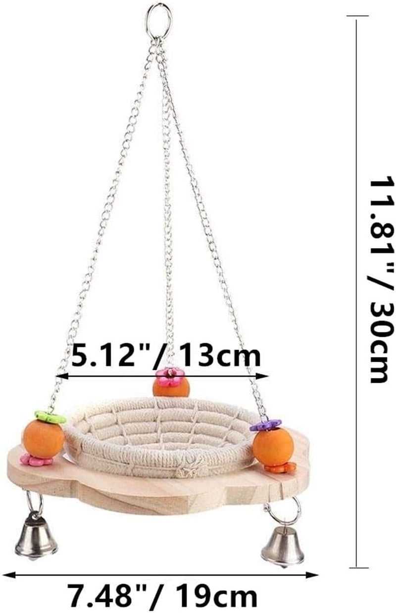 Bird Nest Swing Hammock Cage Hatch House Breeding Nest Handmade Cotton Weave Hemp Rope Hut Cave with Bells Colorful Chew Toy for Parakeet Cockatiel Conure Lovebird Finch (Cotton)