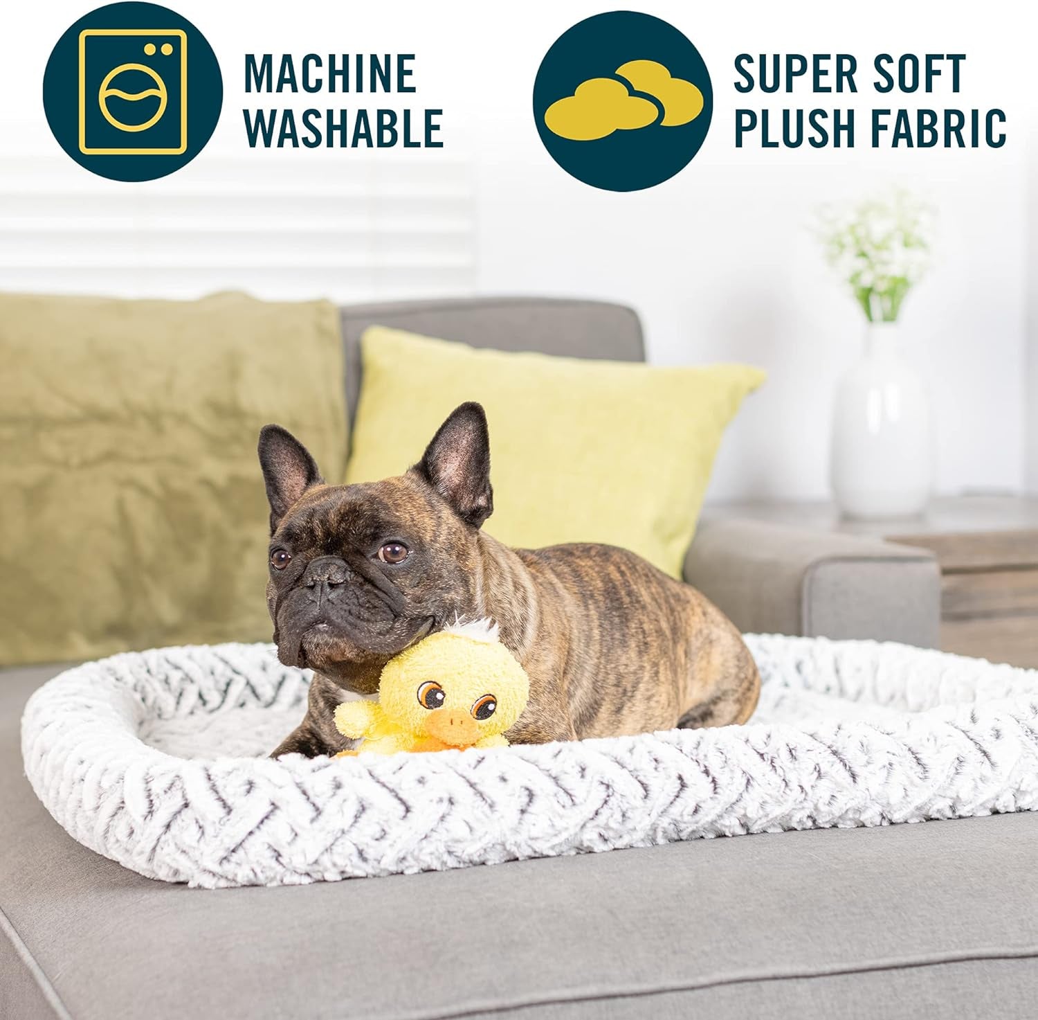 Bolster Mat Dog Bed & Crate Mat (Plush & Versatile Washable Dog Bed Perfect Dog Crate Mat and Calming Dog Bed) Small Dog Bed Size Measures 18" X 24"