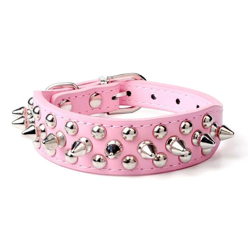 Spiked Studded Leather Dog Collar Rivets Pet Small Large Cat Pit Bull Adjustable