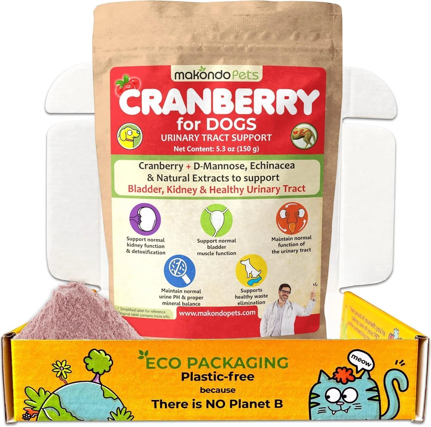 Dog Cranberry Supplement Natural Dog UTI Treatment & Kidney Support for Dogs