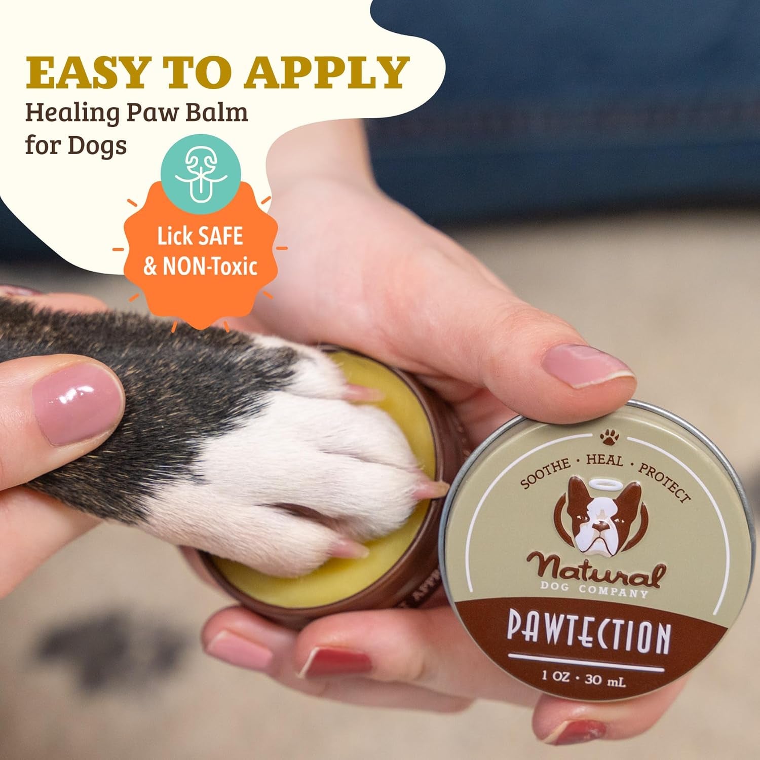 Pawtection Balm for Dogs (1 Oz Tin) All-Natural, Lick-Safe Dog Paw Protector, Moisturizing Dog Paw Balm for Dry, Cracked Pad, Protects Paw from Winter Ice, Salt & Rough Terrain