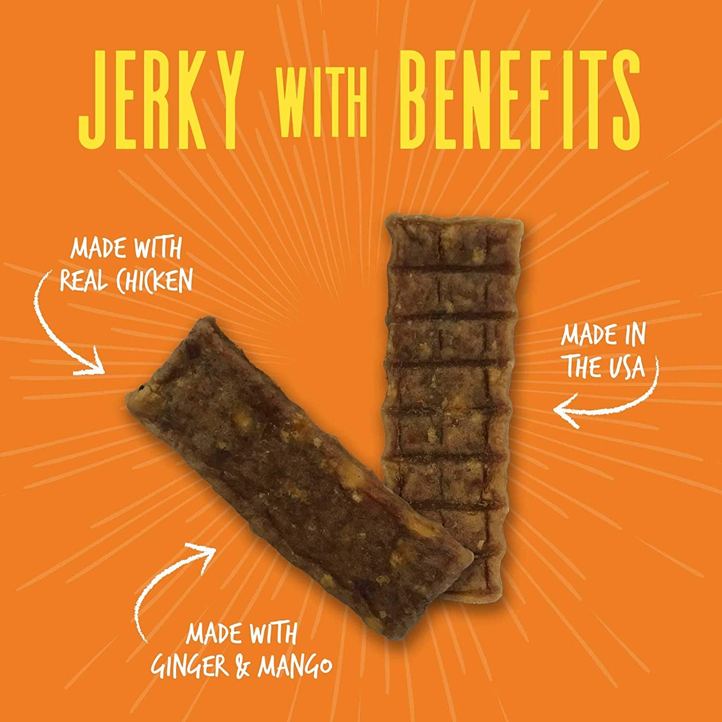 Vitality Chicken & Mango Jerky - Meaty Dog Treats with Mango, Coconut Oil & Ginger to Support Overall Health & Vitality - 12 Oz. (29278)