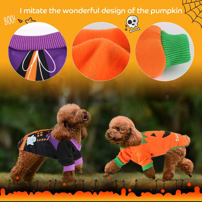 Dog Halloween Shirt Pet Pumpkin Costumes Pet Clothes Funny T-Shirt for Small Dogs and Cats Halloween Cosplay Holiday Festival Party