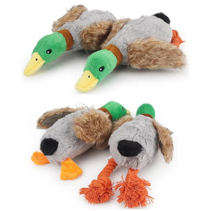 Cute Plush Duck Sound Pet Toy Animal Squeak Dog Toy Cleaning Tooth Dog Chew Rope Chew Toys for Small Medium Dogs Interactive Toy