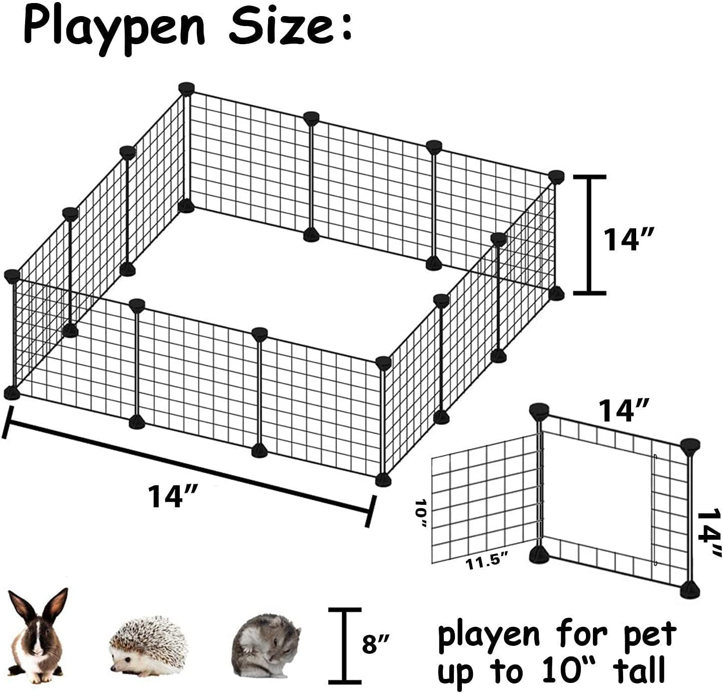 Guinea Pig Cages Small Animal Playpen, Small Animal Cage for Indoor Outdoor Use, Portable Metal Wire Yard Fence for Guinea Pigs, Bunny, Turtle, Hamster, 12 Panels (14X14)