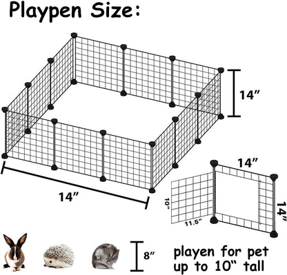 Guinea Pig Cages Small Animal Playpen, Small Animal Cage for Indoor Outdoor Use, Portable Metal Wire Yard Fence for Guinea Pigs, Bunny, Turtle, Hamster, 12 Panels (14X14)