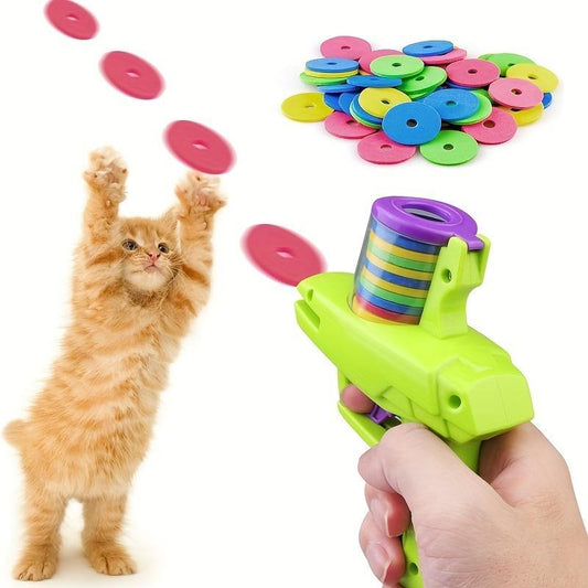 Gift for Pets, Interactive Cat Toy Launcher, 1 Count Battery Free Foam Plate Shooter, Fun Indoor Cat Toy, Pet Supplies for Small Cats and Dogs, Valentine'S Day Gift