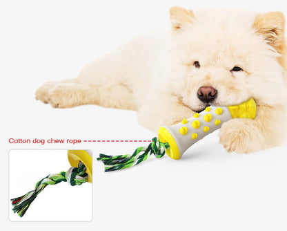 Dog Dental Chew Toys for Aggressive Chewers,Hawkish Scepter Pet Teeth Training Stick Teeth Cleaning with Dog Bite Rope Puppy Rubber Bone Toothbrush (Yellow)