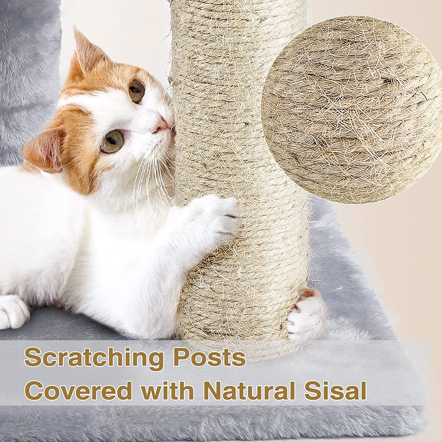 Cat Tree - Cat Tower with Cat Scratching Posts - Cat Condo with Padded Perch, Cat Activity Center for Cats, Cat Climbing Stand with Jump Platform & Toys for Small Kittens Adult Cats