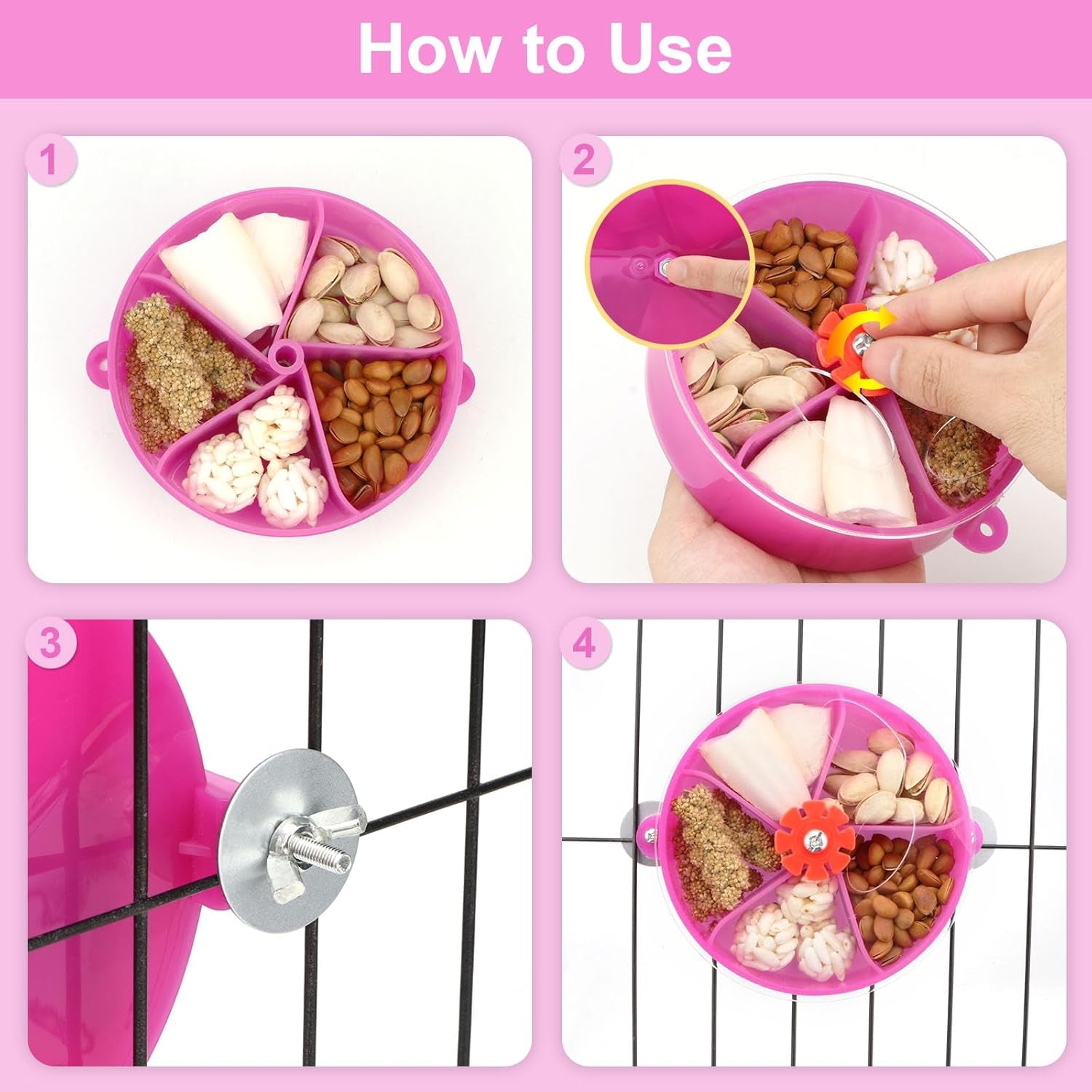 Bird Creative Foraging System Wheel Seed Food Ball Rotate Training Toy for Small and Medium Parrots Parakeet Cockatiel Conure (Purple)