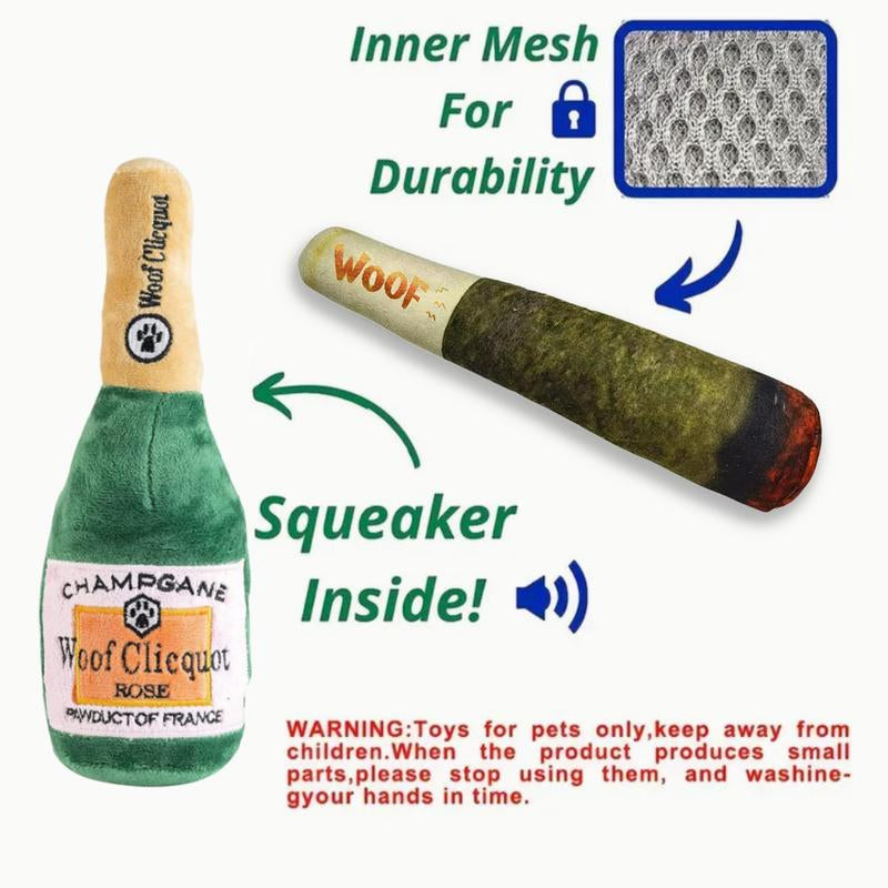 Cigar & Champagne Design Pet Chew Toy, 2 Counts/Set Durable Dog Chew Toy, Interactive Pet Toy, Dog Teething Toy, Pet Supplies