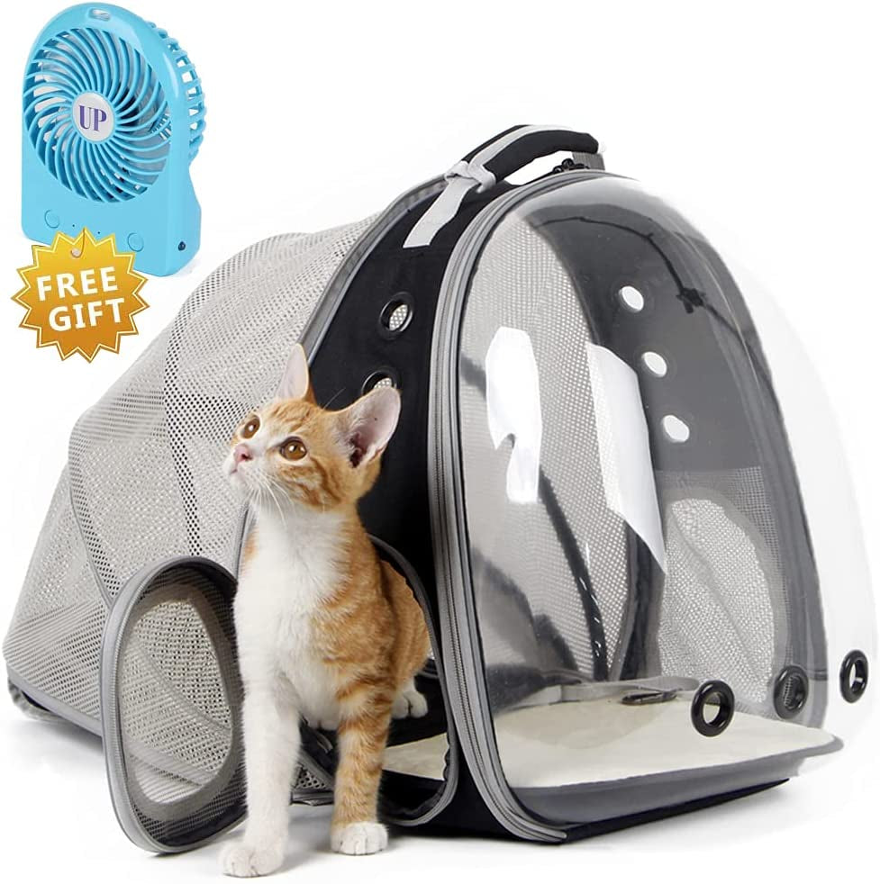 Cat Bubble Backpack with Fan, Fit up to 12 Lbs, Space Capsule Astronaut Clear Window Pet Travel Carrier Backpack for Cat and Small Puppy