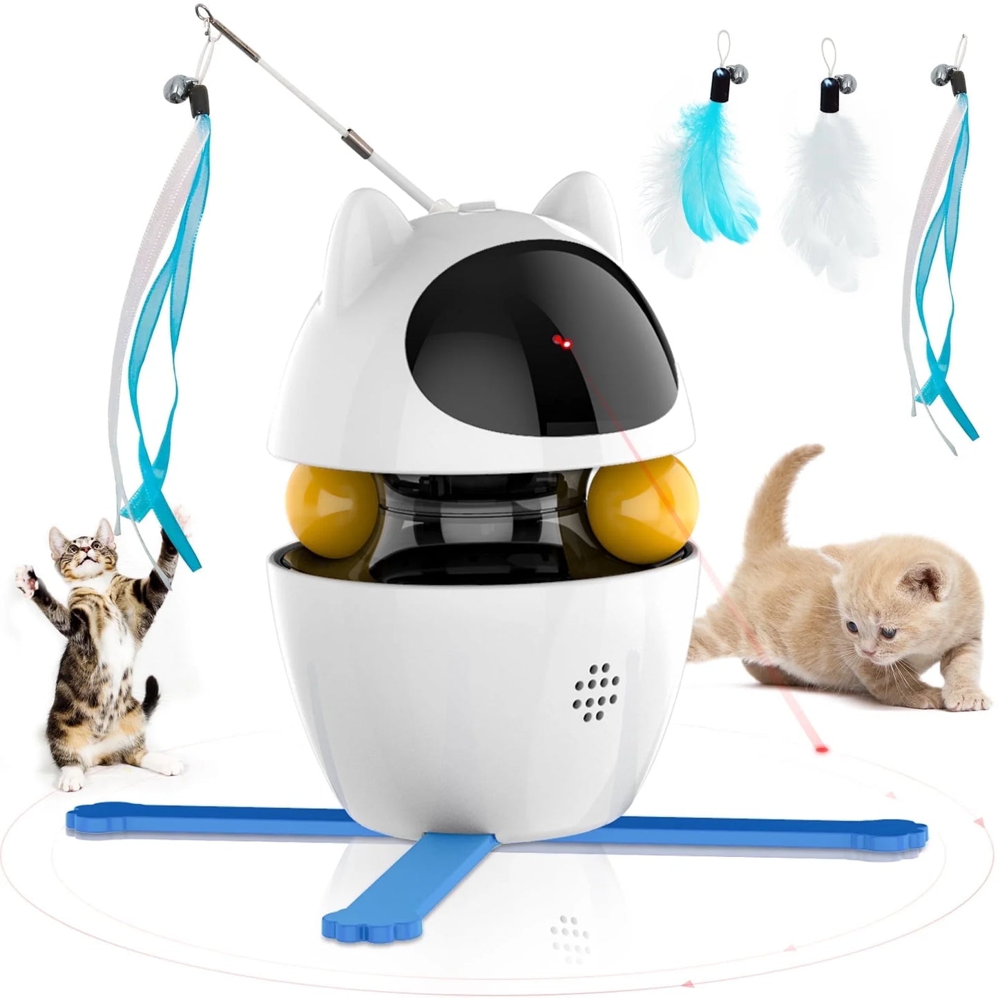 Automatic Cat Toy Interactive for Indoor, 3 in 1 Cat Interactive Laser Feather Toys Breed